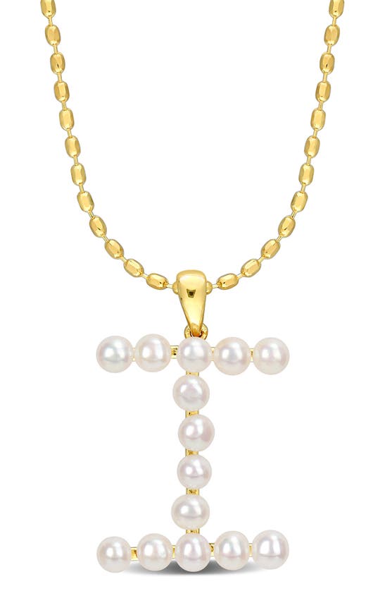 DELMAR DELMAR 3.5-4MM FRESHWATER CULTURED PEARL INITIAL PENDANT NECKLACE