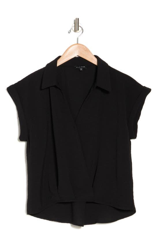 Pleione Airflow Wrap Front Shirt In Black