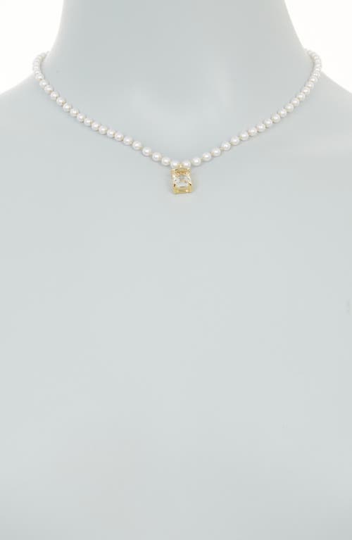 Shop Nordstrom Rack Crystal Pendant Imitation Pearl Necklace In Clear- White- Gold