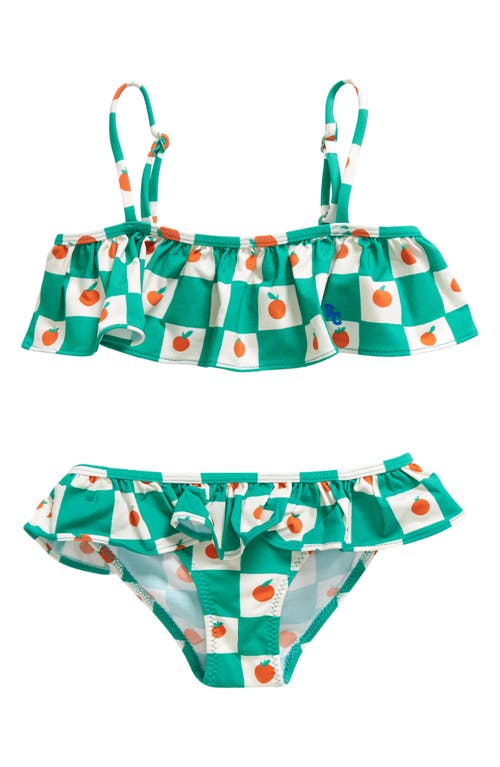 Bobo Choses Kids' Tomato Checkerboard Ruffle Two-Piece Swimsuit Off White/green at Nordstrom,