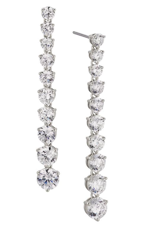 Nadri Graduated Cubic Zirconia Linear Drop Earrings in Rhodium at Nordstrom