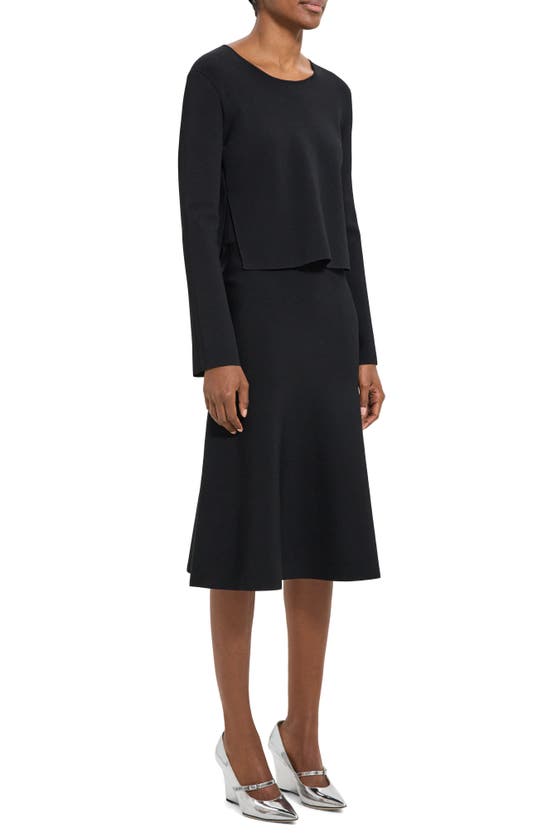 Theory Layered Long Sleeve Dress In Black
