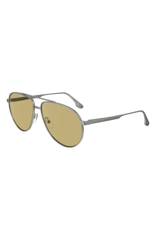 Shop Victoria Beckham V Line 61mm Aviator Sunglasses In Silver/brown