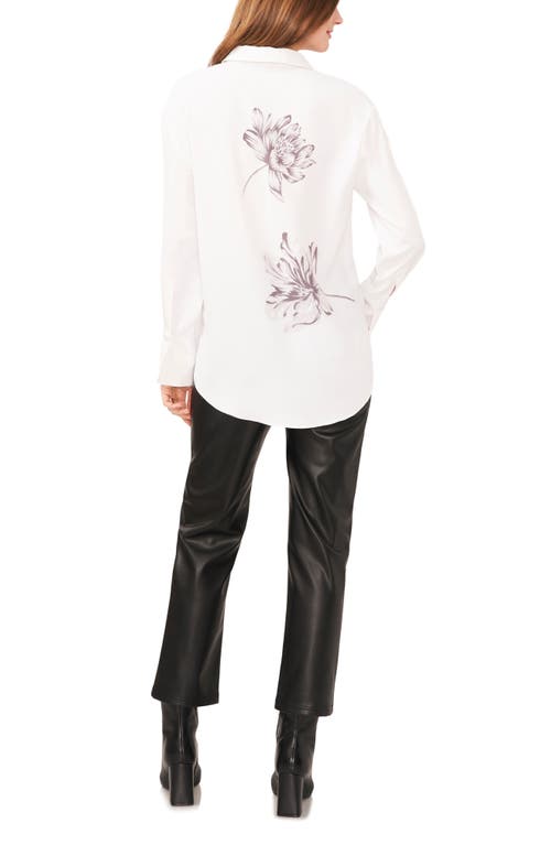 Shop Vince Camuto Floral Print Long Sleeve Button-up Shirt In Ultra White