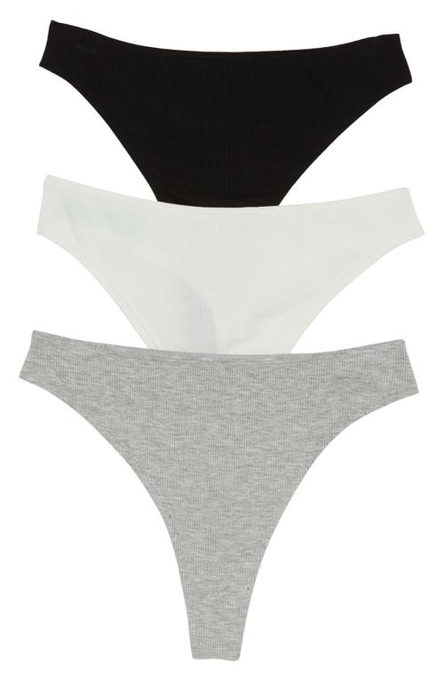Honeydew Intimates Linds 3-Pack Thongs Black/ivory/heather Grey at Nordstrom,