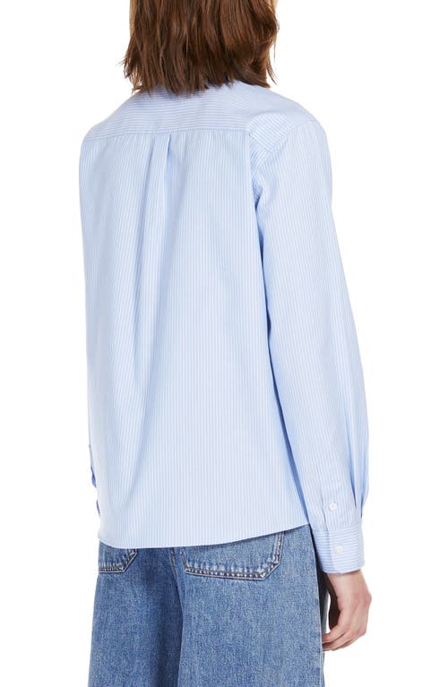 Shop Max Mara Weekend  Piadena Stripe Cotton Button-up Shirt In Light Blue