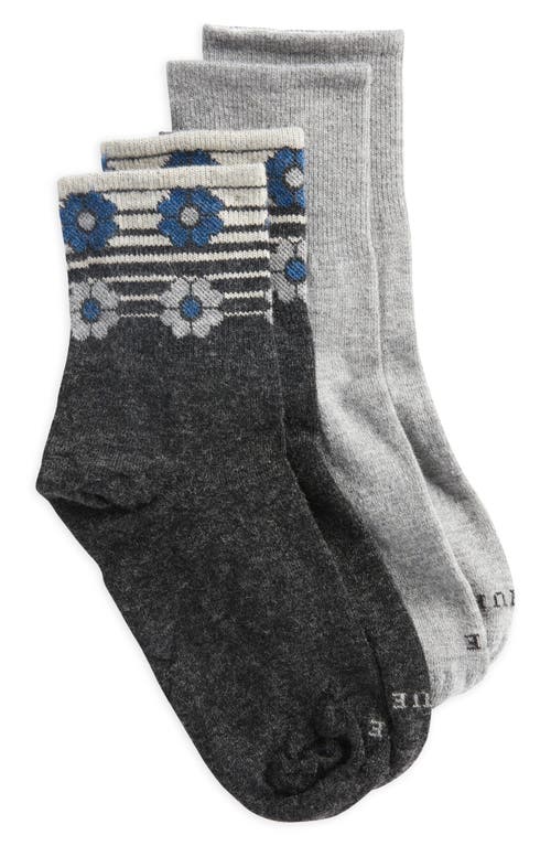 Shop Hue 2-pack Wool Blend Mini Crew Socks In Charcoal Stripe Pack