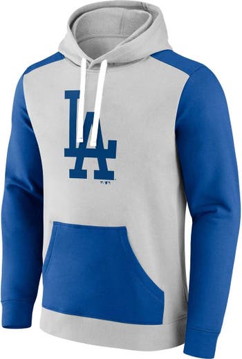 Men's Majestic Gray/Royal Los Angeles Dodgers Big & Tall Color Blocked Pullover  Hoodie