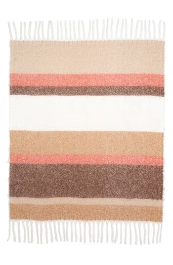 NORDSTROM RACK NORDSTROM RACK STRIPE FRINGE THROW BLANKET