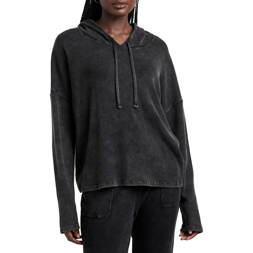Splendid Jaime Thermal Hoodie In Black Wash
