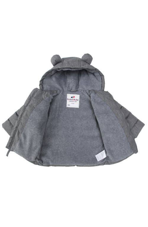 Rokka&rolla Baby Bear Fleece Hooded Puffer Jacket In Gray Textured