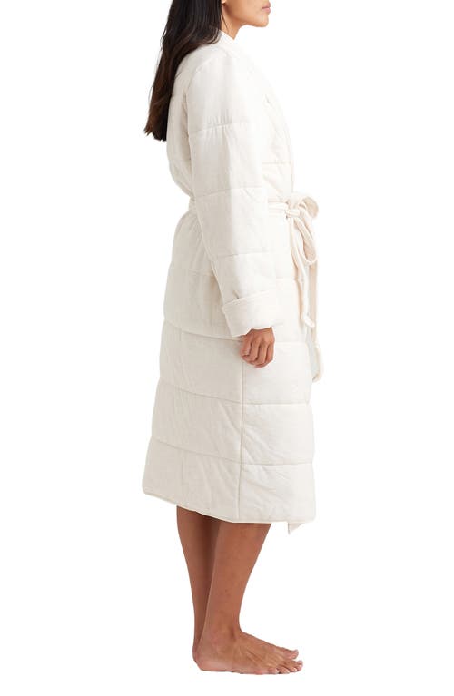 Shop Papinelle Cuddle Puffa Quilted Robe In Sea Salt