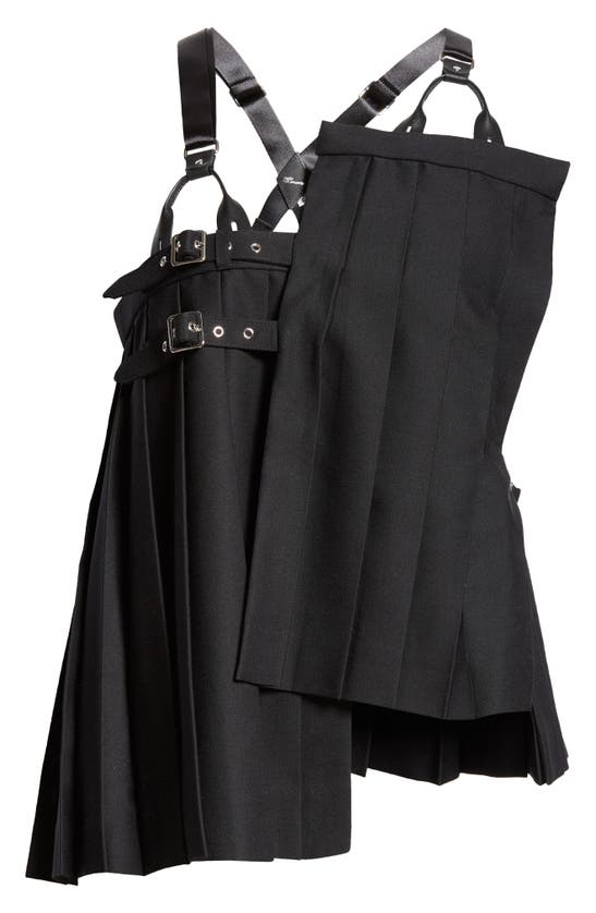 Shop Noir Kei Ninomiya Asymmetric Pleated Wool Gabardine Harness Top In Black