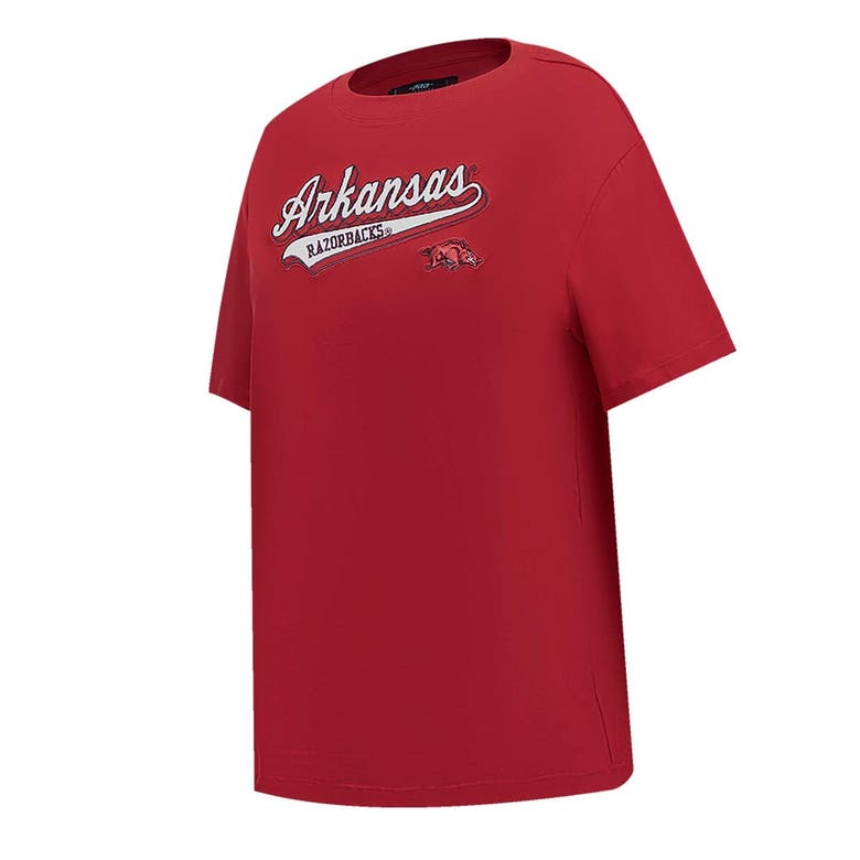 Pro Standard Cardinal Arkansas Razorbacks Script Tail Oversized Boyfriend T-shirt In Cardinal