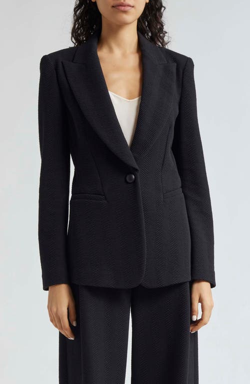 Emporio Armani Chevron One-Button Blazer in Solid Black 