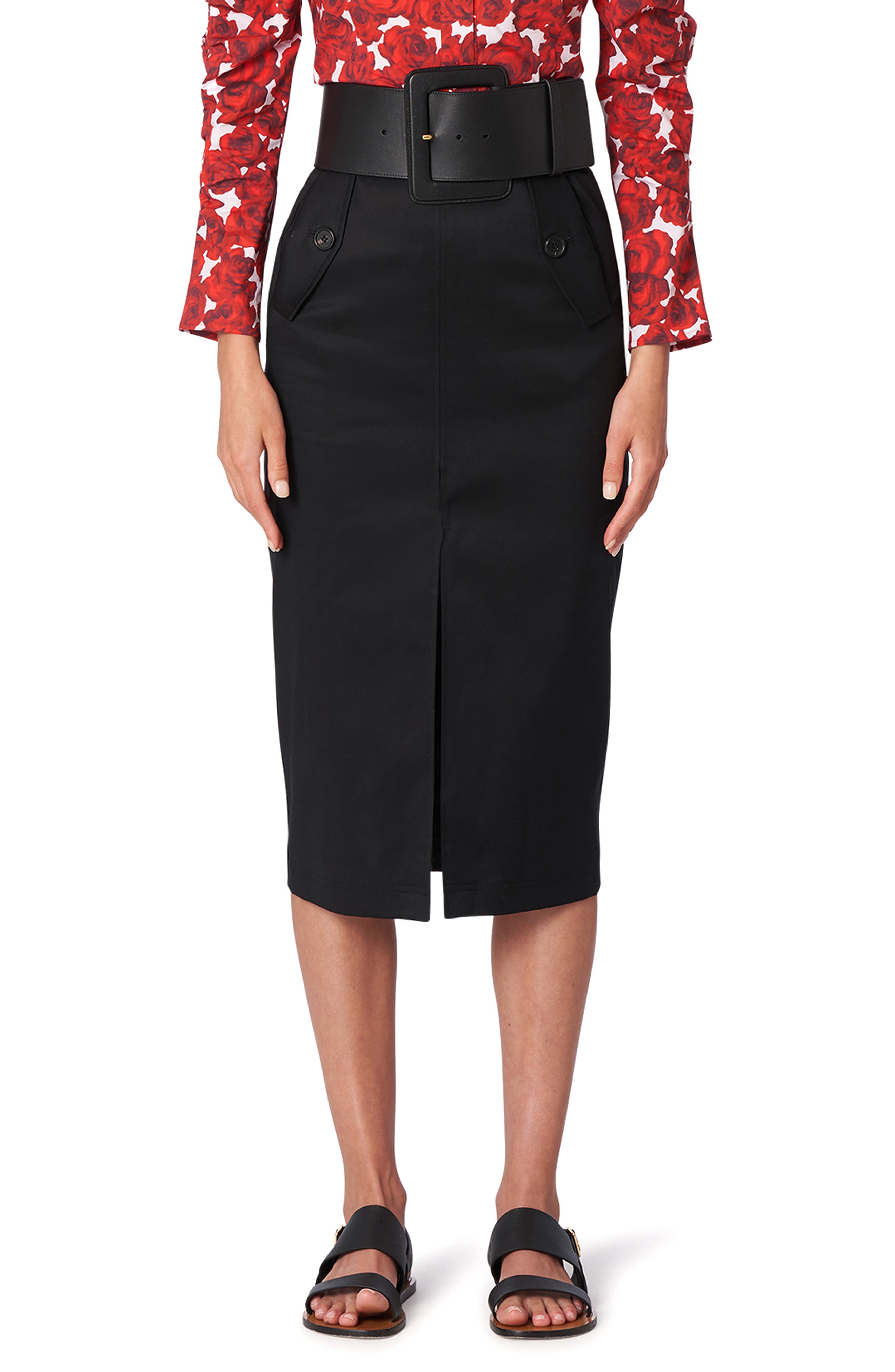 Carolina Herrera Cotton Blend Pencil Skirt in Black at Nordstrom, Size 0