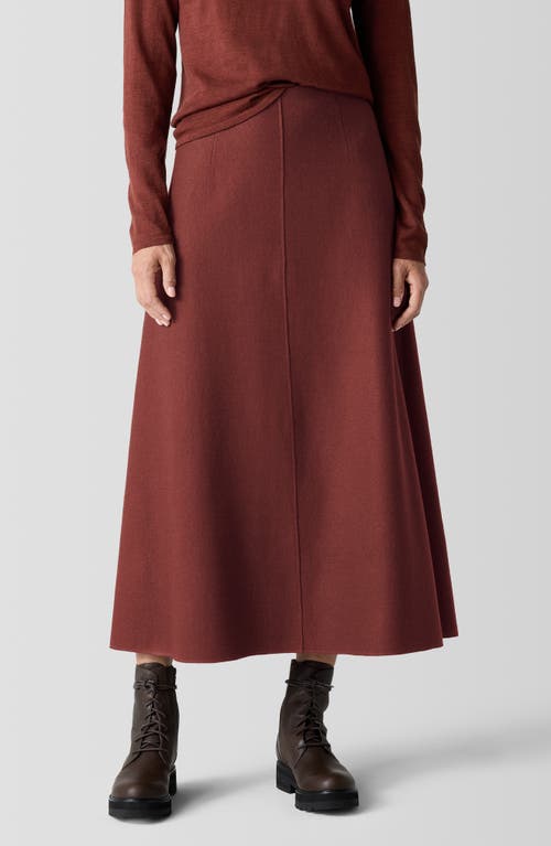 Shop Eileen Fisher Felted Wool Jersey A-line Skirt In Redwood