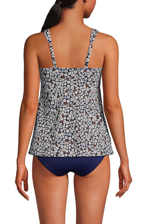 Shop Lands' End Flutter Scoop Neck Tankini Top In Deep Sea Navy Ditsy Floral