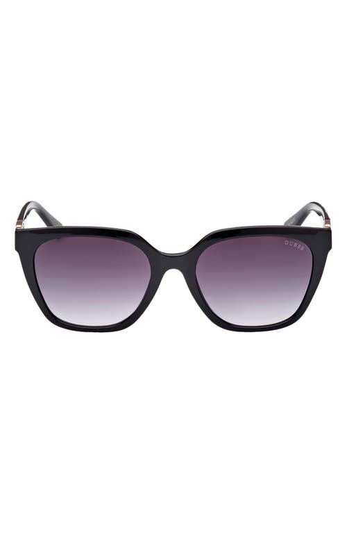 55mm Gradient Square Sunglasses in Shiny Black /Gradient Smoke