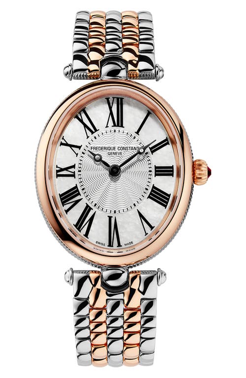 Shop Frederique Constant Art Deco Bracelet Watch, 30mm In Silver/rose Gold