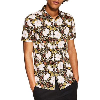 Topman Stretch Skinny Fit Floral Shirt