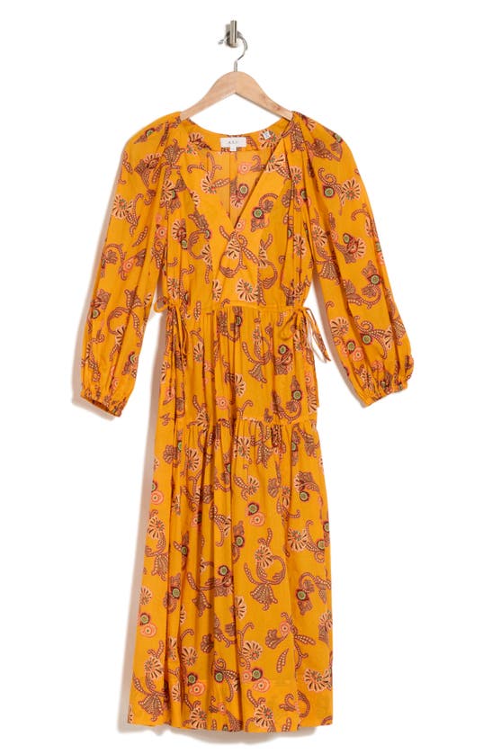 Shop A.l.c . Sayer Long Sleeve Cotton Dress In Limone Multi