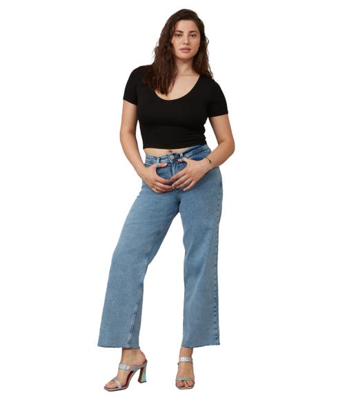 Shop Lola Jeans Colette High Rise Wide Leg Jeans In Vintage Ice Blue