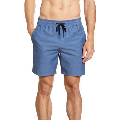 Hurley Phantom Nat Stripe Volley Swim Trunks, Blue
