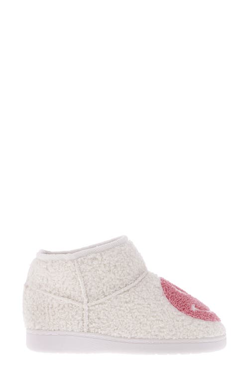 Mia Chill Smiley Genuine Shearling Bootie Slipper In Blush Happy Face