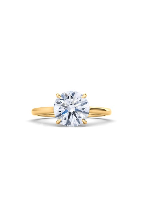 Hautecarat Round Brilliant Cut Lab Created Diamond Ring In 2.50 Ctw 18k Yellow Gold