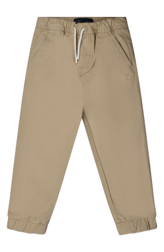 Shop Brooks Brothers Kids' Drawstring Cotton Twill Joggers In Sand
