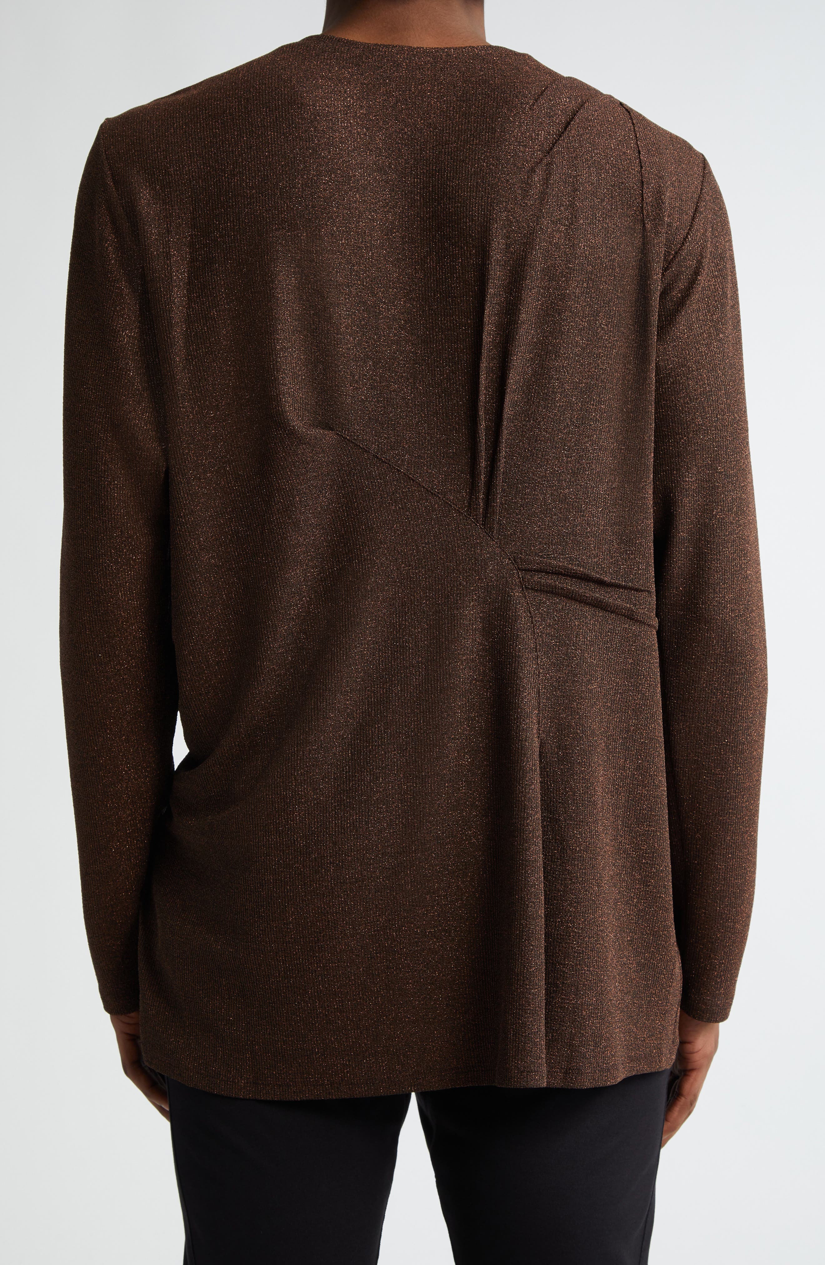 KIKO KOSTADINOV Deultum Darted Shimmer Rib Top in Sparkle Brown