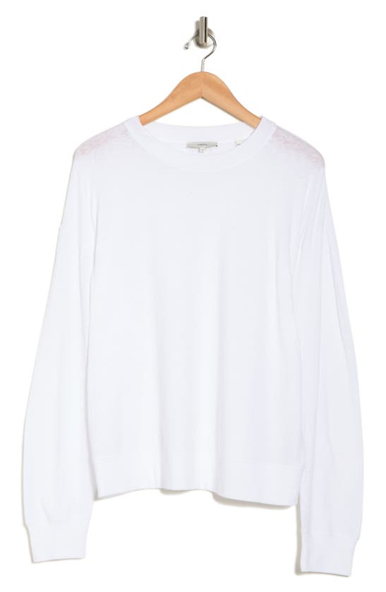 Shop Vince Cotton & Linen Sweatshirt In Optic White