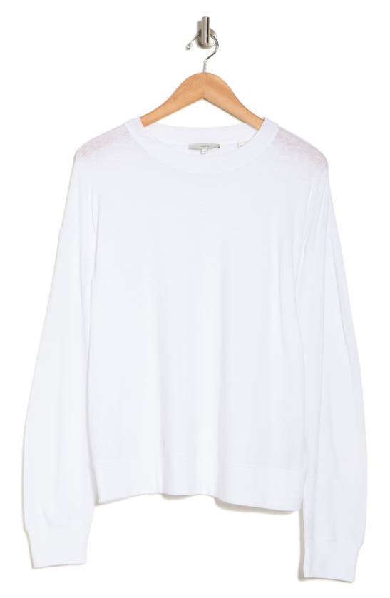 Vince Luxe Long Sleeve Crewneck Top In Optic White