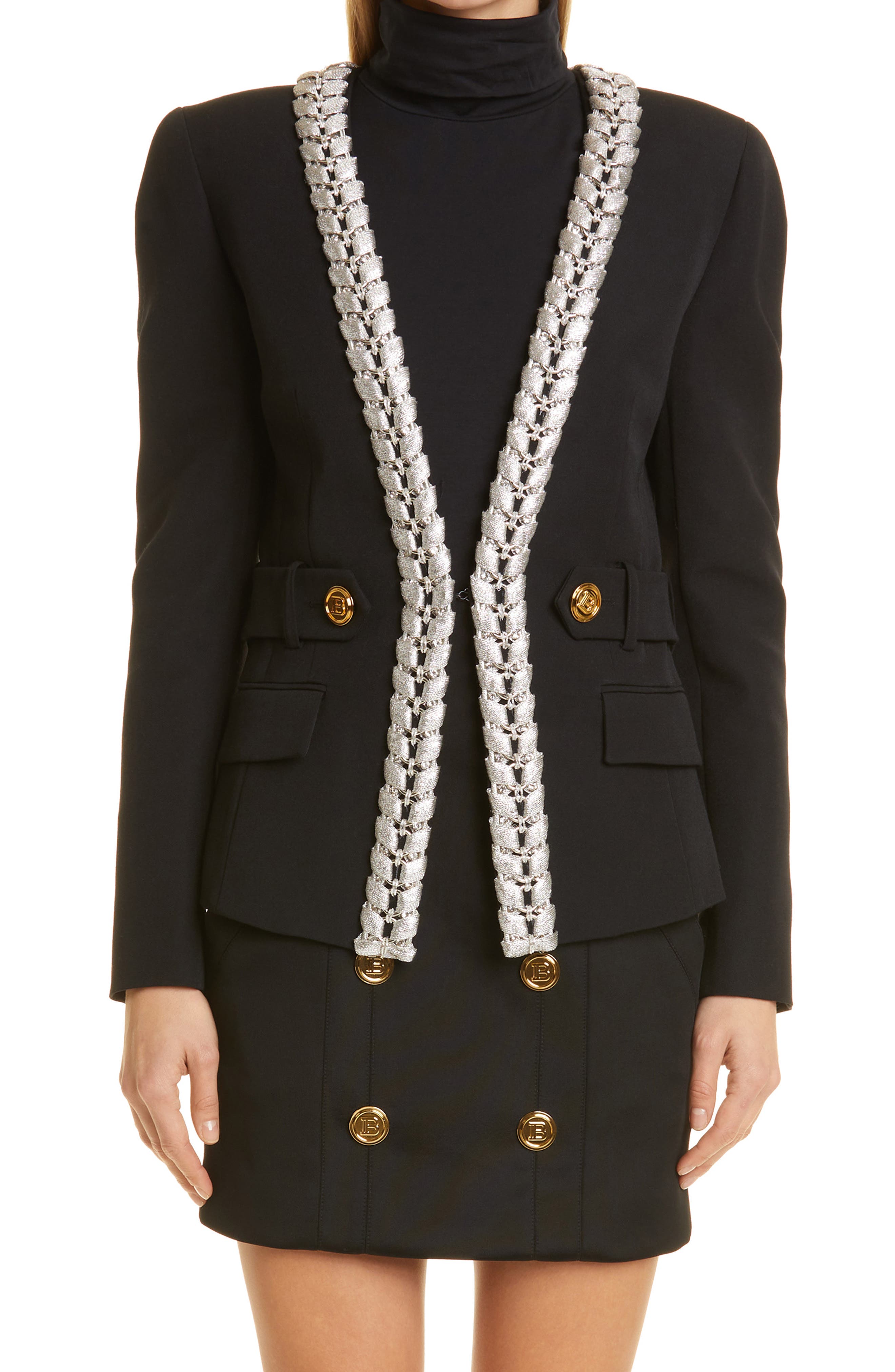 balmain embroidered blazer