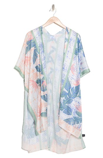 Save The Ocean Floral Ruana In Blue