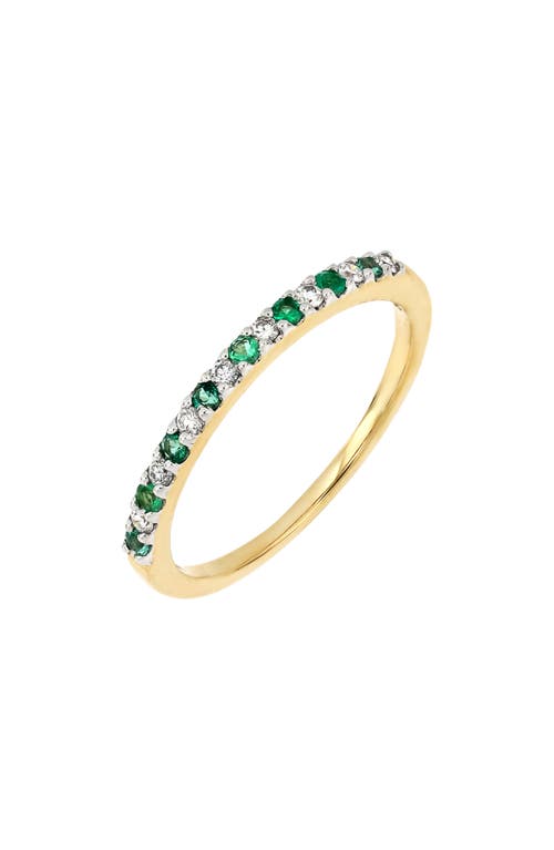 Bony Levy El Mar Gemstone & Diamond Stacking Ring in 18K Yellow Gold - Emerald at Nordstrom, Size 7
