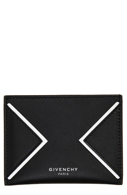 GIVENCHY V-SHAPE LEATHER CARD CASE,BK6003K0UL