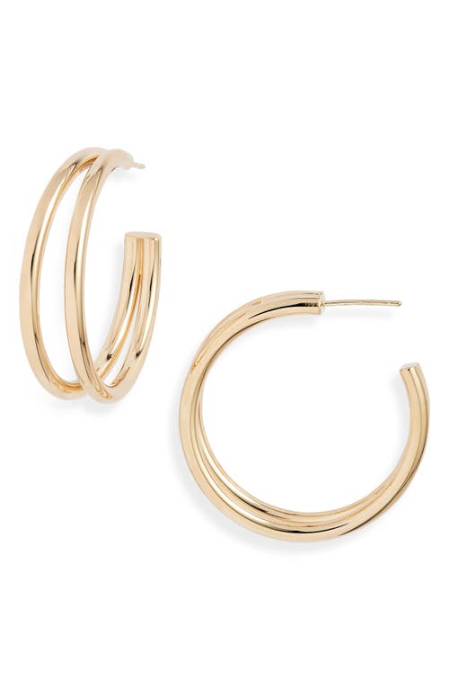 Calista Double Hoop Earrings in 14K Yellow Gold Plated Silver