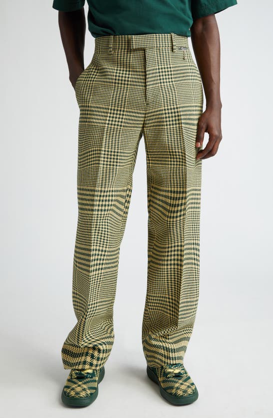 BURBERRY WARPED CHECK WOOL BLEND PANTS