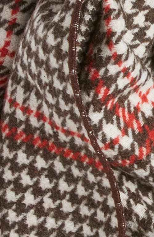 Clifton Wilson Houndstooth Check Double Face Wool Scarf In Brown