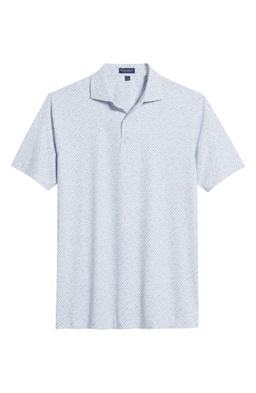 Crown Crafted Staccato Geo Print Performance Golf Polo in Blue/White