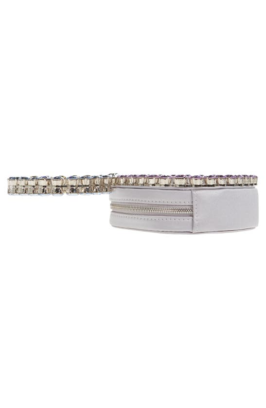 Shop L'alingi Crystal Butterfly Satin Clutch In Silver/color Block Pastel