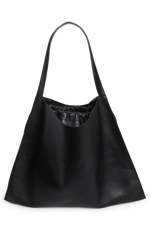 Shop Christian Louboutin Le 54 Leather Drawstring Tote In B380 Black/black/black