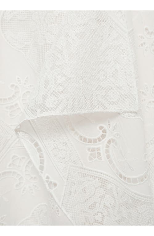 Mango Asymmetrical Embroidered Dress Off White In Off White