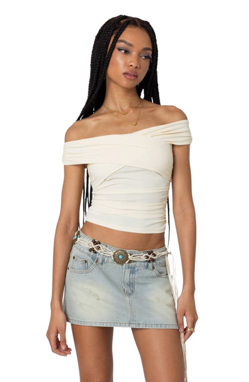 Edikted Crisscross Off Shoulder Top In Cream
