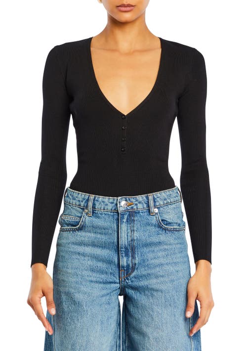 SER.O.YA Lia Knit Bodysuit in Black 