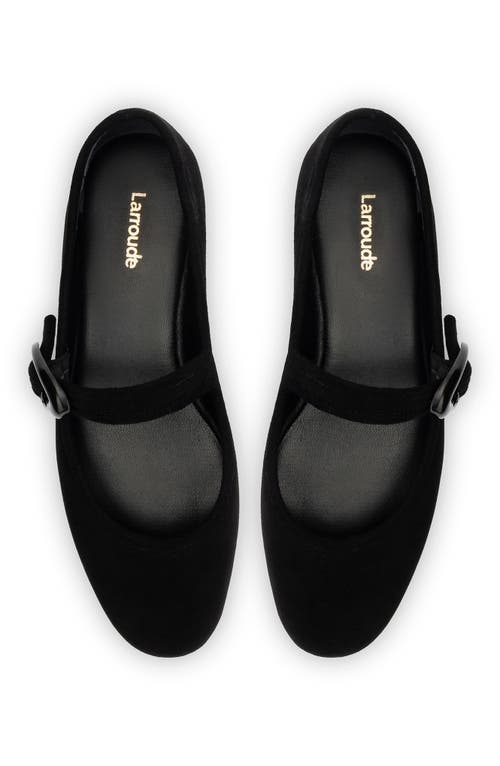 Larroude Verona Suede Mary Jane Ballerina Flats In Black