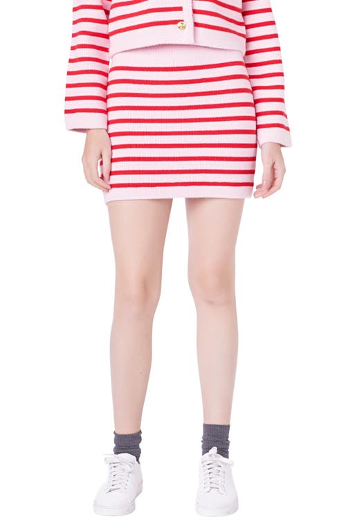 English Factory Stripe Miniskirt In Pink/red