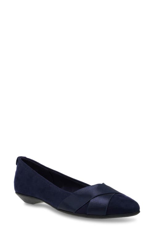 Shop Anne Klein Oalise Pointed Toe Flat In Dark Navy/dark Navy Fabric